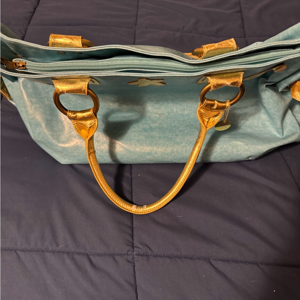Stylish Blue and Tan Women's Bag - Picture 8 of 11